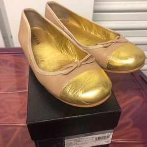 Prada Nude & Gold Ballet Flat Sz 37.5 *Good Condit